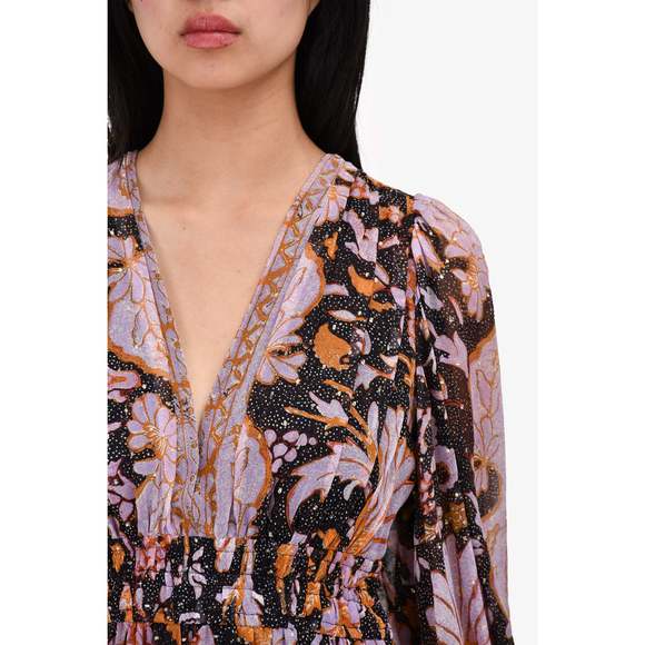 Ulla Johnson Black/Purple Embellished Dress Size 4 - Picture 2 of 3